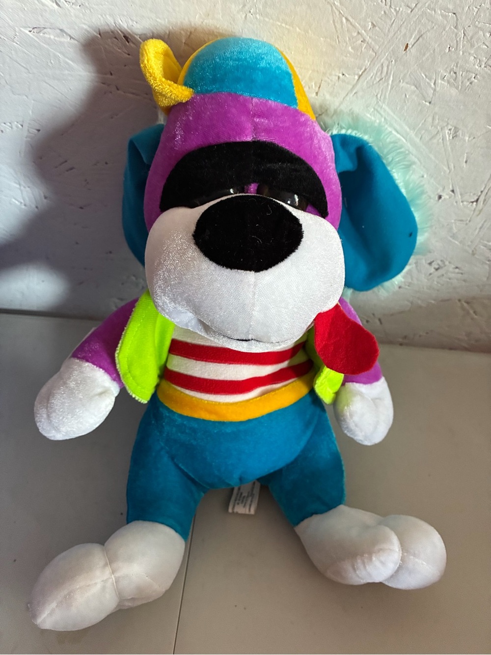 Colorful Plush Dog Stuffed Animal - Bright Multicolor